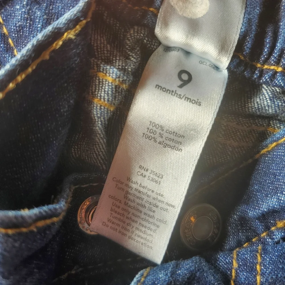 Carter's Baby Boy Dark Wash Denim Blue Jeans Size 9m 100% Cotton NWOT